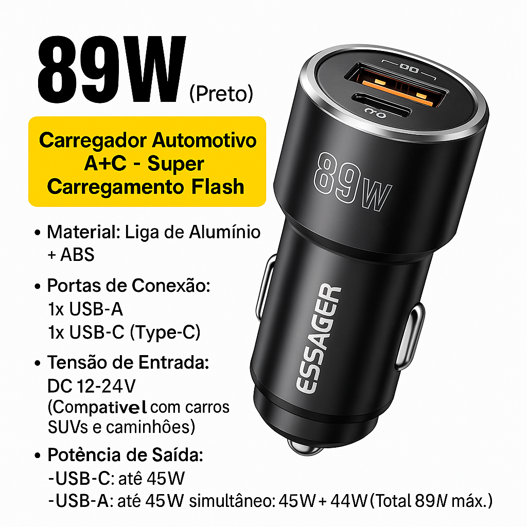 Carregador de Carro de Duas Portas
