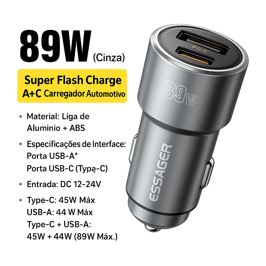 Carregador de Carro de Duas Portas