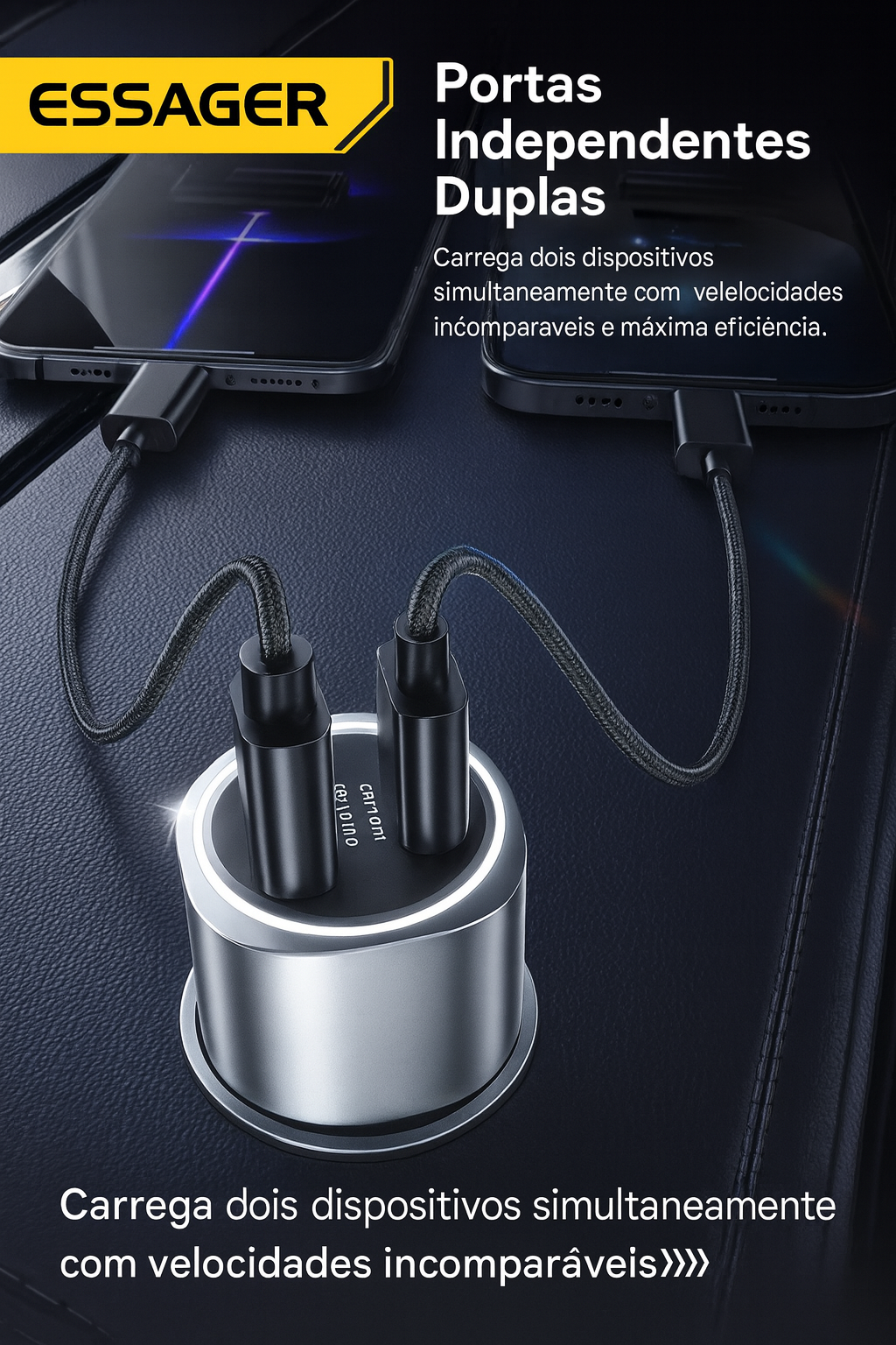 Carregador de Carro de Duas Portas